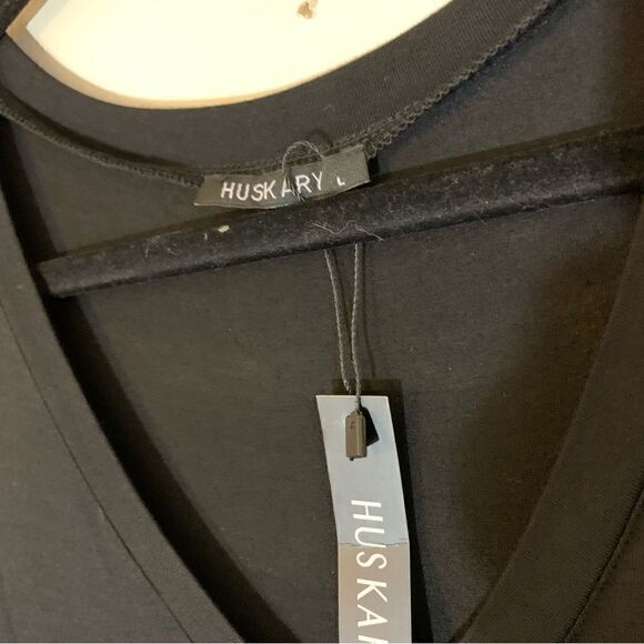 Huskary Maxi Dress Black Stretch U Shaped Bottom Sz Large NWT Gorgeous - Picture 3 of 5